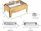 Chafing Dishes for Buffet, Roll Top 9QT Stainless Steel Chafers and Buffet Warmers Sets with Glass Lid for, alternate view 3