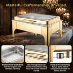 Chafing Dishes for Buffet, Roll Top 9QT Stainless Steel Chafers and Buffet Warmers Sets with Glass Lid for, alternate view 5