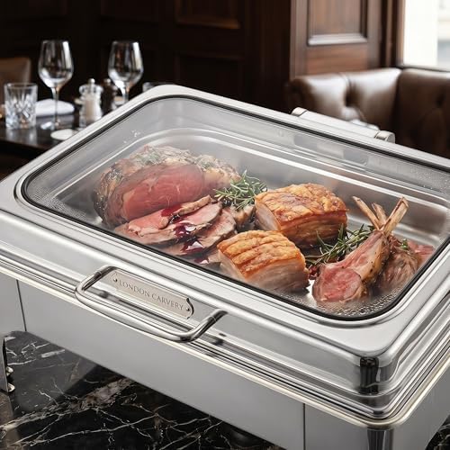 Chafing Dishes for Buffet, Roll Top 9QT Stainless Steel Chafers and Buffet Warmers Sets with Glass Lid for, alternate view 2