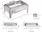 Chafing Dishes for Buffet, Roll Top 9QT Stainless Steel Chafers and Buffet Warmers Sets with Glass Lid for, alternate view 3