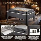 Chafing Dishes for Buffet, Roll Top 9QT Stainless Steel Chafers and Buffet Warmers Sets with Glass Lid for, alternate view 5