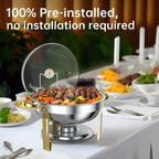 Chafing Dishes for Buffet Set: 100% Pre-Installed Chafers Warmers Sets in Gold, alternate view 3