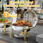 Chafing Dishes for Buffet Set: 100% Pre-Installed Chafers Warmers Sets in Gold, alternate view 5