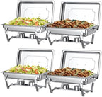 Chafing Dishes for Buffet Set - 4 Pack Chafers & Food Warmers with Lids in Silver