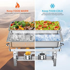 Chafing Dishes for Buffet Set - 4 Pack Chafers & Food Warmers with Lids in Silver, alternate view 3