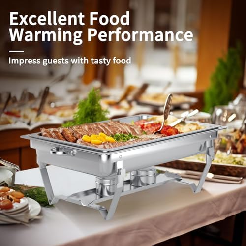 Chafing Dishes for Buffet Set - 4 Pack Chafers & Food Warmers with Lids in Silver, alternate view 4