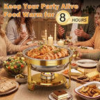 Chafing Dishes for Buffet Set, 5QT 2 Pack with Glass Lid, Gold in Gold, alternate view 3