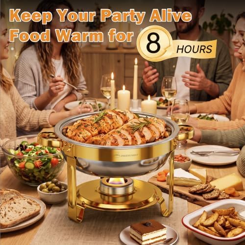 Chafing Dishes for Buffet Set, 5QT 2 Pack with Glass Lid, Gold in Gold, alternate view 3