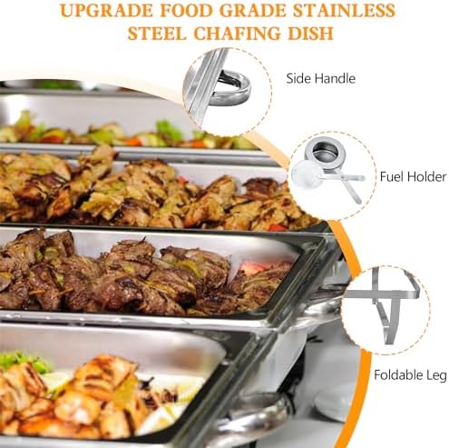 Chafing Dishes for Buffet Set 8 QT, 2 Pack Chafing Dish Buffet Set, alternate view 2