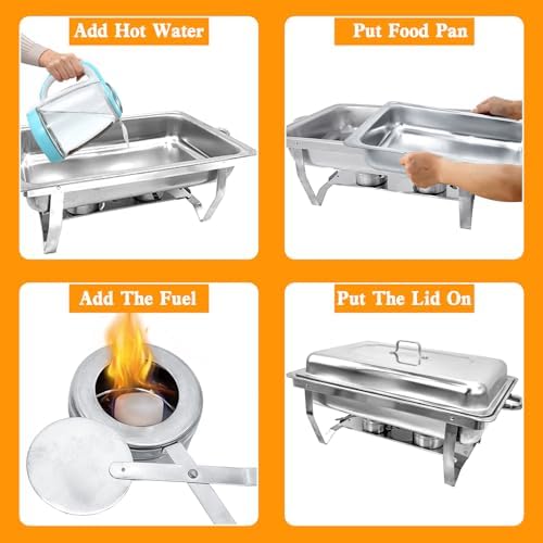 Chafing Dishes for Buffet Set 8 QT, 2 Pack Chafing Dish Buffet Set, alternate view 4
