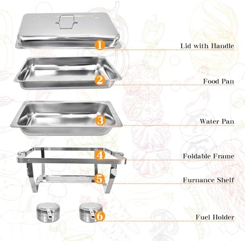 Chafing Dishes for Buffet Set 8 QT, 2 Pack Chafing Dish Buffet Set, alternate view 6