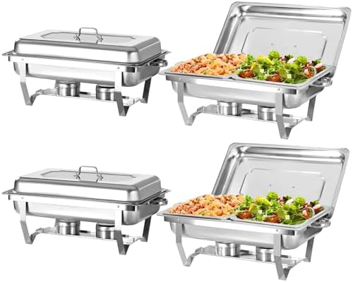 Chafing Dishes for Buffet Set 8 QT, 4 Pack Chafing Dish Buffet Set