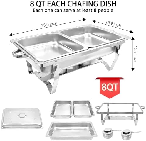 Chafing Dishes for Buffet Set 8 QT, 4 Pack Chafing Dish Buffet Set, alternate view 2