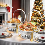 Chafing Dishes for Buffet Set of 2, 5QT Buffet Servers and Warmers, Round Catering Food Warmers Stainless Steel, alternate