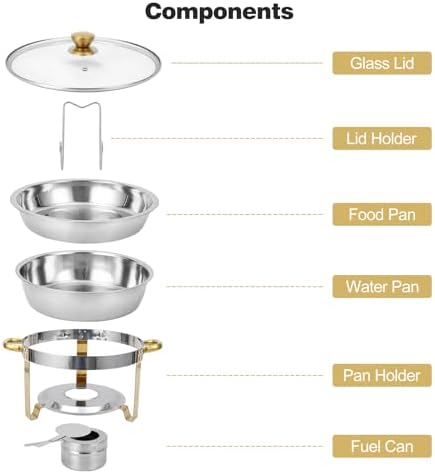 Chafing Dishes for Buffet Set of 2, 5QT Buffet Servers and Warmers, Round Catering Food Warmers Stainless Steel, alternate