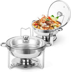 Chafing Dishes for Buffet Set of 2, 5QT Buffet Servers and Warmers, Round Catering Food Warmers Stainless Steel
