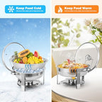 Chafing Dishes for Buffet Set of 2, 5QT Buffet Servers and Warmers, Round Catering Food Warmers Stainless Steel, alternate