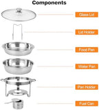 Chafing Dishes for Buffet Set of 2, 5QT Buffet Servers and Warmers, Round Catering Food Warmers Stainless Steel, alternate