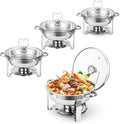 Chafing Dishes for Buffet Set of 4, 5QT Buffet Servers and Warmers, Round Catering Food Warmers Stainless Steel