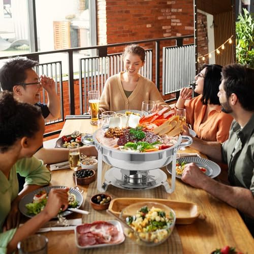 Chafing Dishes for Buffet Set of 4, 5QT Buffet Servers and Warmers, Round Catering Food Warmers Stainless Steel, alternate