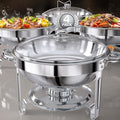 Chafing Dishes for Buffet Set: Round Catering Food Warmer with Lids in Silver
