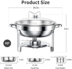 Chafing Dishes for Buffet Set: Round Catering Food Warmer with Lids in Silver, alternate view 2