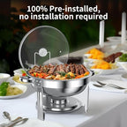 Chafing Dishes for Buffet Set: Round Catering Food Warmer with Lids in Silver, alternate view 3