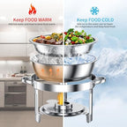 Chafing Dishes for Buffet Set: Round Catering Food Warmer with Lids in Silver, alternate view 4