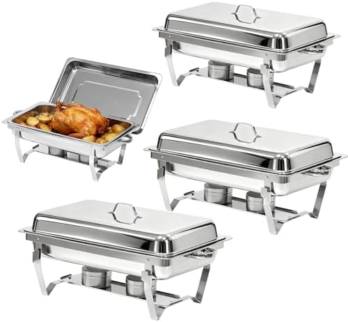 Chafing Dishes for Buffet with Full-Size Pans, 9QT Chafing Dish Sets, 304 Stainless Steel Buffet Servers and