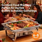 Chafing Dishes for Buffet with Full-Size Pans, 9QT Chafing Dish Sets, 304 Stainless Steel Buffet Servers and, alternate view