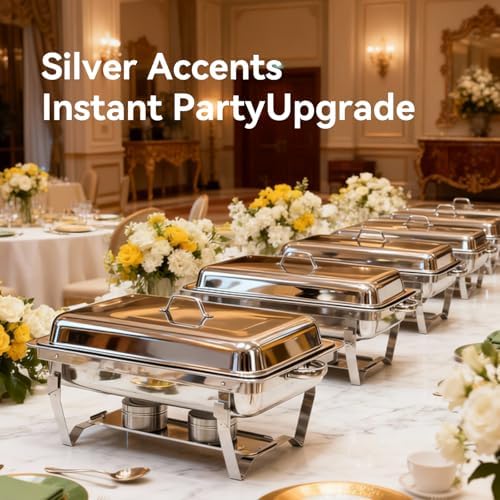 Chafing Dishes for Buffet with Full-Size Pans, 9QT Chafing Dish Sets, 304 Stainless Steel Buffet Servers and, alternate view