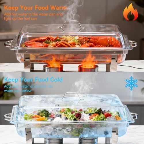 Chafing Dishes for Buffet with Full-Size Pans, 9QT Chafing Dish Sets, 304 Stainless Steel Buffet Servers and, alternate view
