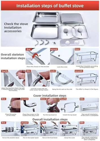 Chafing Dishes for Buffet with Full-Size Pans, 9QT Chafing Dish Sets, 304 Stainless Steel Buffet Servers and, alternate view