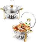 Chafing Dishes for Buffet with Glass Lid 2 Pack, 5 QT, Gold in Gold