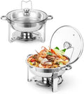 Chafing Dishes for Buffet with Glass Lid 2 Pack, 5 QT, Silver in Silver