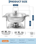 Chafing Dishes for Buffet with Glass Lid 2 Pack, 5 QT, Silver in Silver, alternate view 6