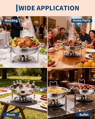 Chafing Dishes for Buffet with Glass Lid 2 Pack, 5 QT, Silver in Silver, alternate view 7