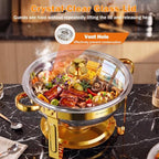 Chafing Dishes for Buffet with Glass Lid, 6.5QT 2 Pack Round, Gold in Gold, alternate view 4