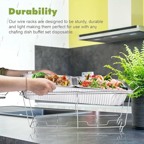 Chafing Wire Rack Buffet Stand - 6 Pack Full Size Racks Serving Food Warmer, alternate view 4