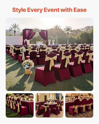 Chair Covers, Polyester Spandex Chair Cover, Stretch Slipcovers for Wedding Party Dining Banquet Flat-Front, alternate view 4