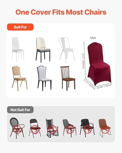 Chair Covers, Polyester Spandex Chair Cover, Stretch Slipcovers for Wedding Party Dining Banquet Flat-Front, alternate view 6