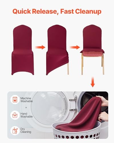 Chair Covers, Polyester Spandex Chair Cover, Stretch Slipcovers for Wedding Party Dining Banquet Flat-Front, alternate view 7