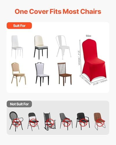 Chair Covers, Polyester Spandex Chair Cover, Stretch Slipcovers for Wedding Party Dining Banquet Flat-Front, alternate view 6