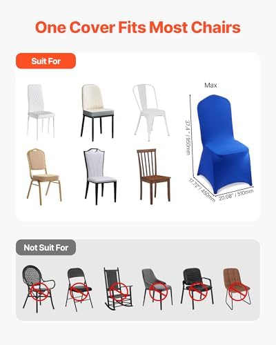 Chair Covers, Polyester Spandex Chair Cover, Stretch Slipcovers for Wedding Party Dining Banquet Flat-Front, alternate view 6