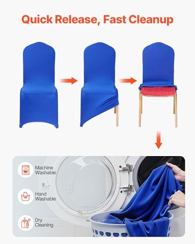 Chair Covers, Polyester Spandex Chair Cover, Stretch Slipcovers for Wedding Party Dining Banquet Flat-Front, alternate view 7