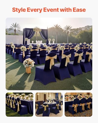 Chair Covers, Polyester Spandex Chair Cover, Stretch Slipcovers for Wedding Party Dining Banquet Flat-Front, alternate view 4