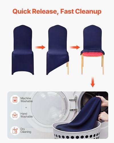 Chair Covers, Polyester Spandex Chair Cover, Stretch Slipcovers for Wedding Party Dining Banquet Flat-Front, alternate view 7