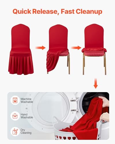 Chair Covers, Polyester Spandex Chair Cover, Stretch Slipcovers for Wedding Party Dining Banquet Flat-Front, alternate view 6
