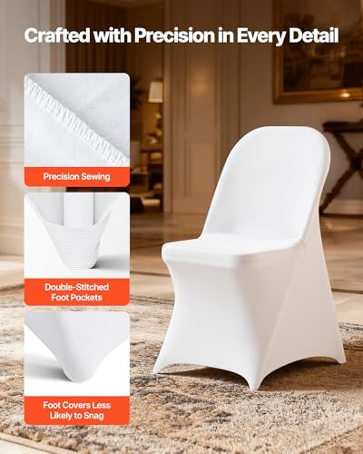 Chair Covers, Polyester Spandex Chair Cover, Stretch Slipcovers for Wedding Party Dining Banquet Flat-Front, alternate view 6