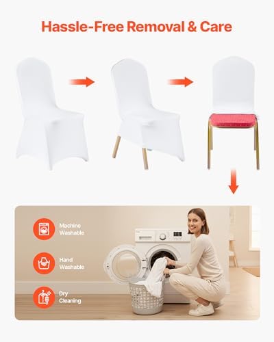Chair Covers, Polyester Spandex Chair Cover, Stretchy Flat-Front Chairs Protective Slipcover, Universal Fitted, alternate